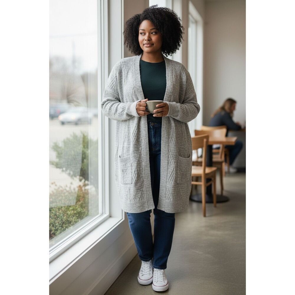 Women’s plus size gray open front cardigan size 2X